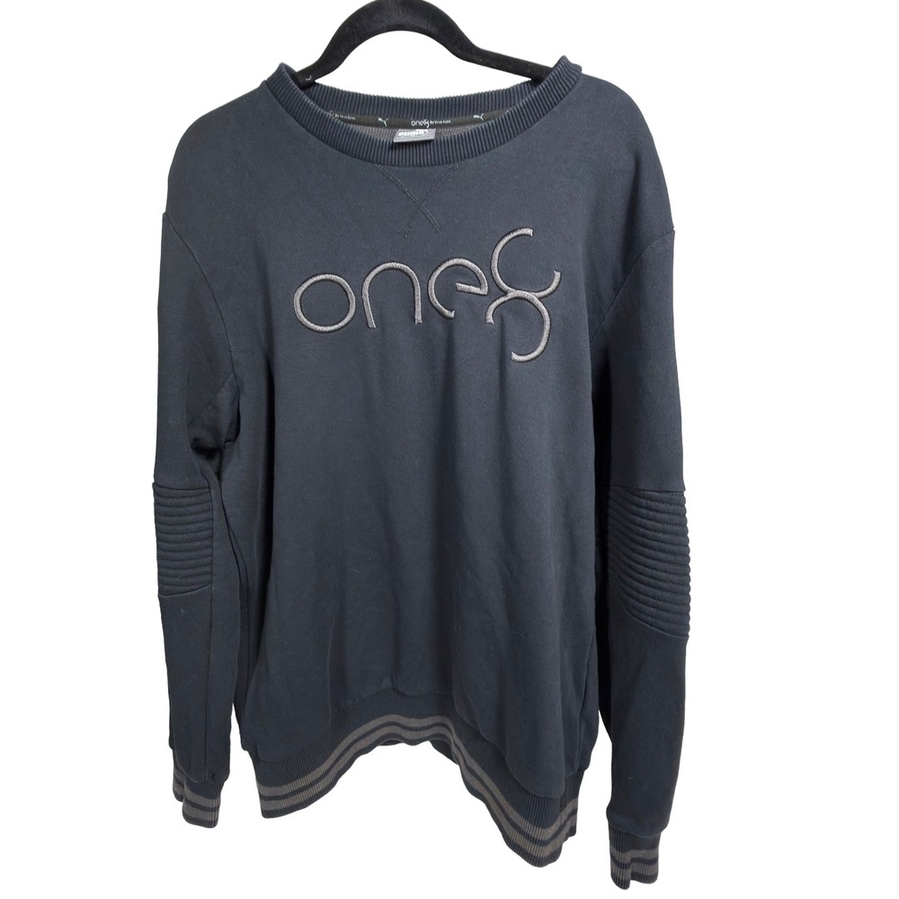 Puma One8 Sweatshirt Large Mens Virat Kohli Moto Ribbed Black 855641-02